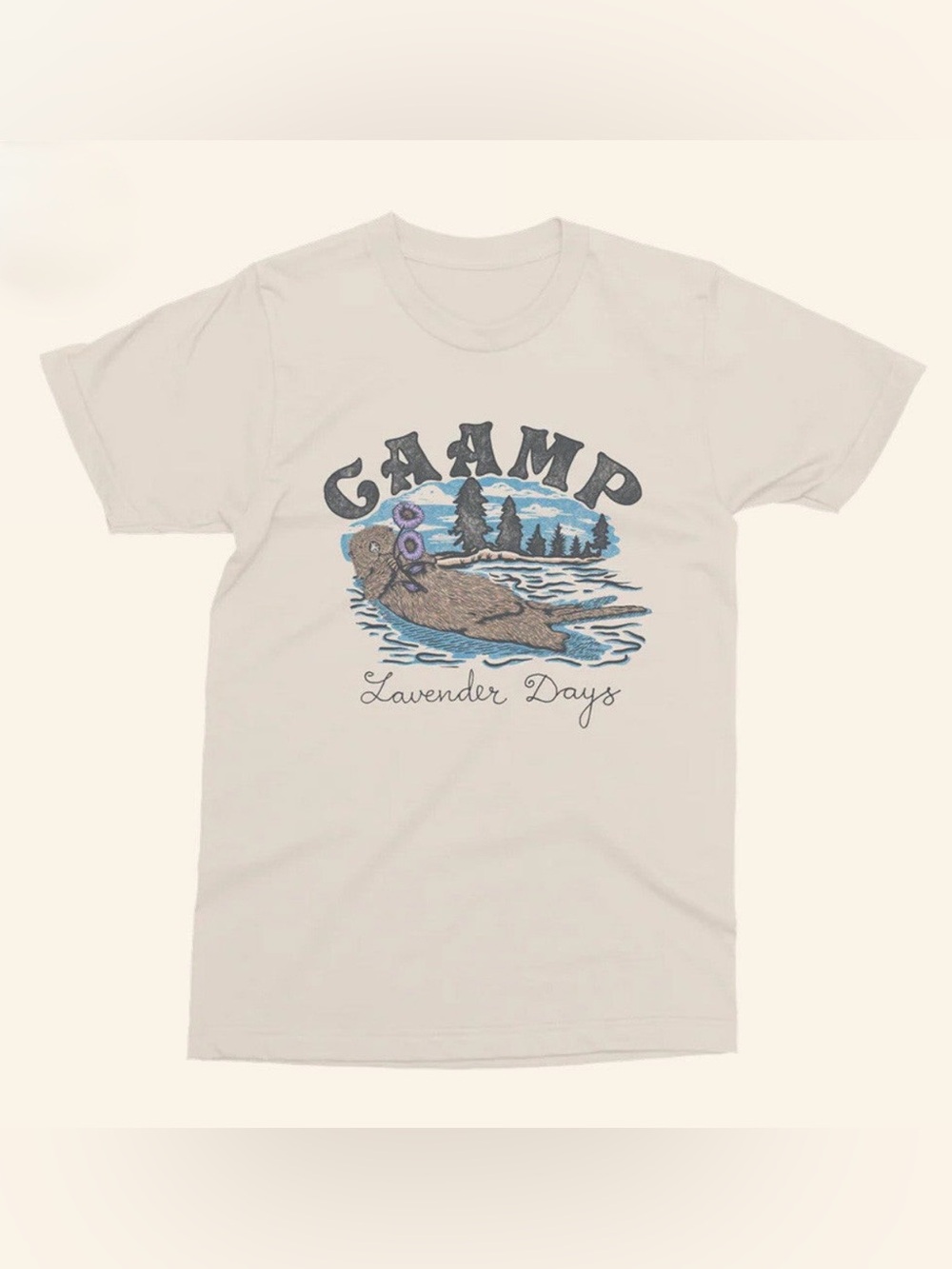 Lavender Days Graphic Caamp Tee - Cream